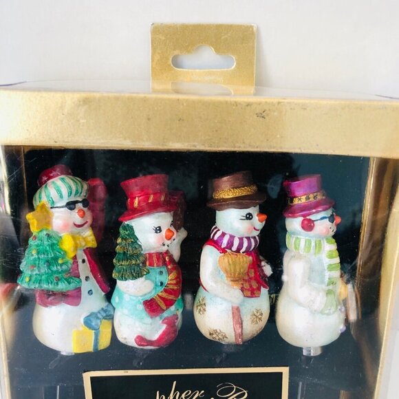 Christopher Radko Holiday Spreader Set 4 Cheese Snowmen New Pate Christmas - Picture 2 of 5